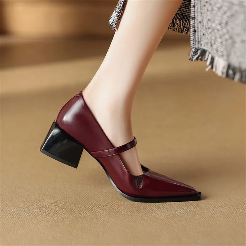 Womens Leather Heels Genuine Leather Upper