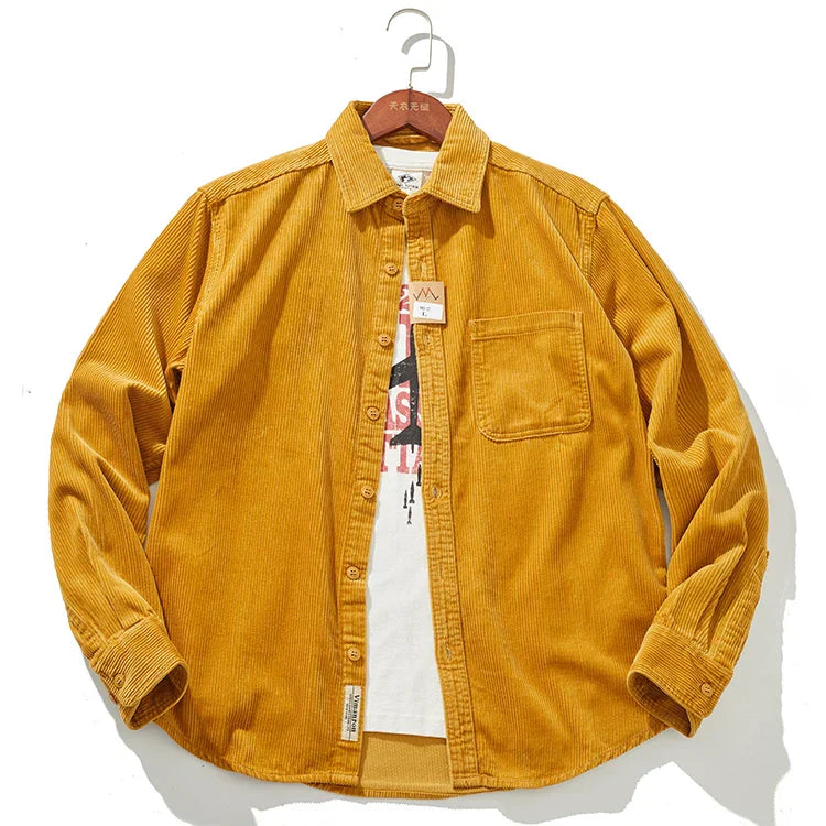 Mens Corduroy Jacket Warm Fitted Winter Coat