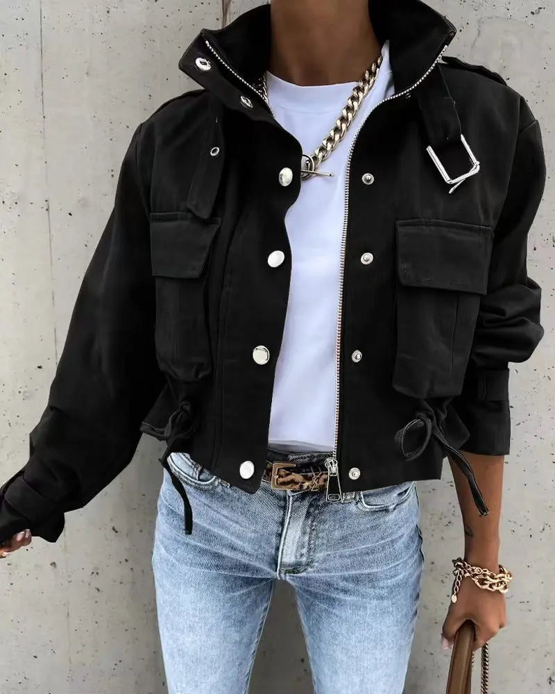 Womens Button Coat Urban Style