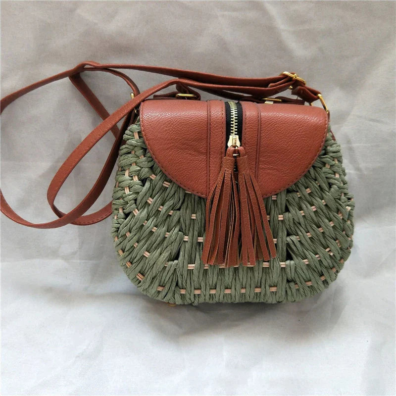 Womens Straw Shoulder Bag Mini Chic Style