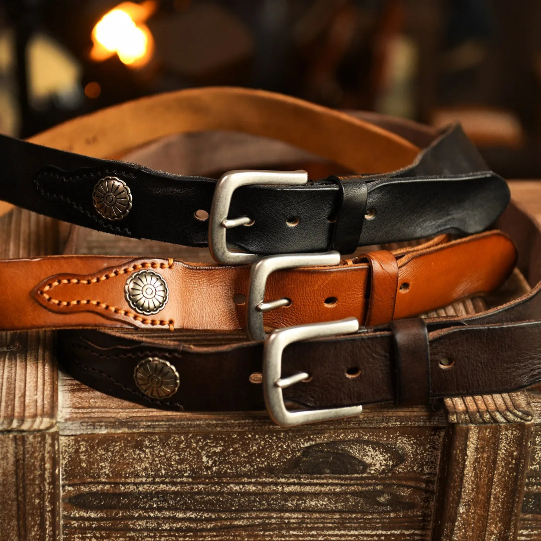 Unisex Leather Western Style Belt Classic Fit - BritishMode