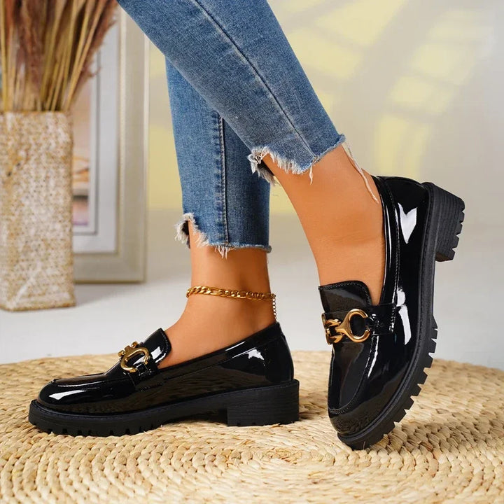 Womens Leather Loafers Slip-On Comfortable Fit