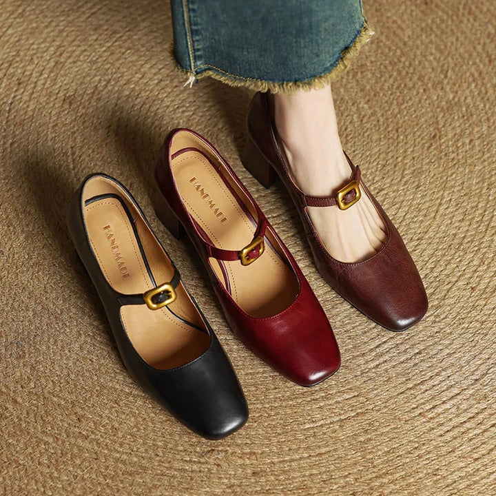 Womens Genuine Leather Heels Classic Fit