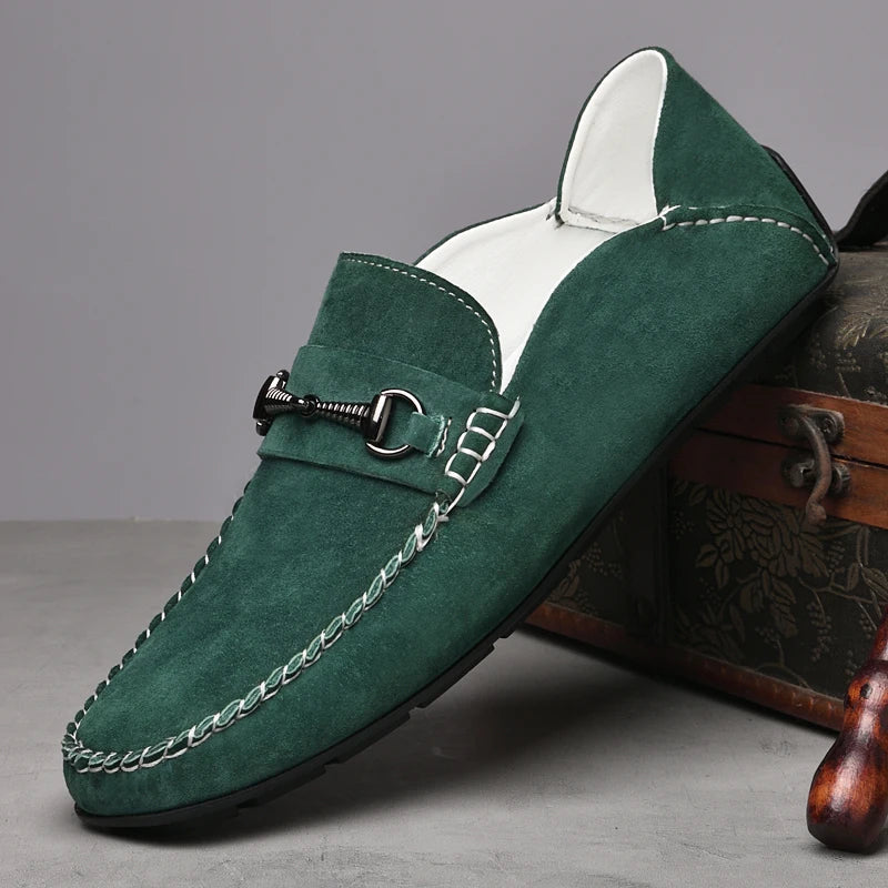 Mens Loafers Genuine Suede Slip-On
