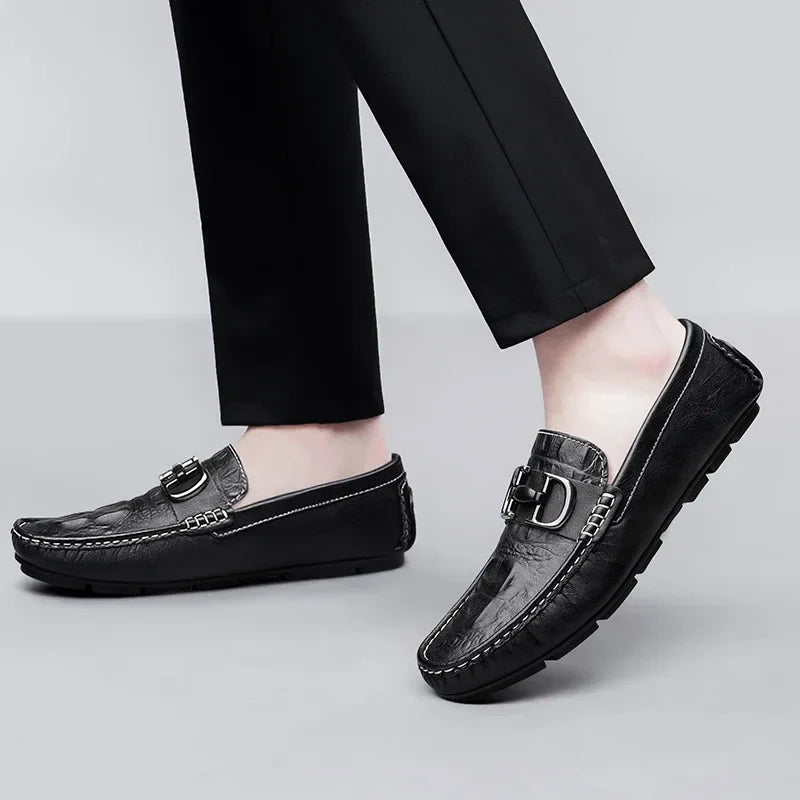 Mens Loafers Genuine Leather Slip-On