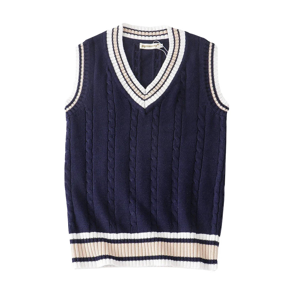 Womens Chunky Knit Vest Open Front Sleeveless