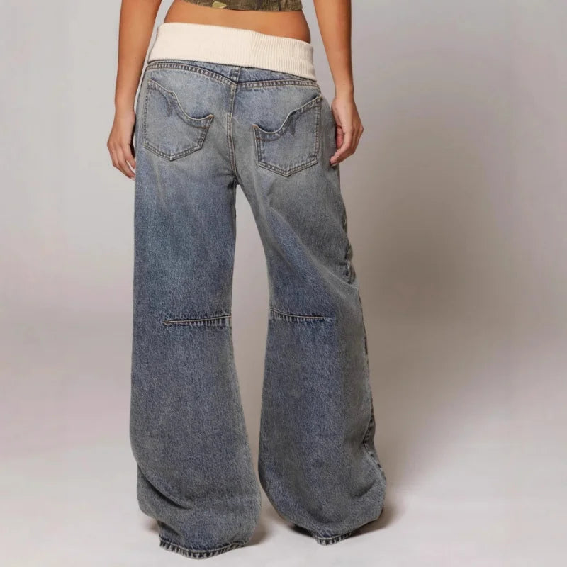 Unisex Wide Leg Denim Jeans Baggy Streetwear Fit