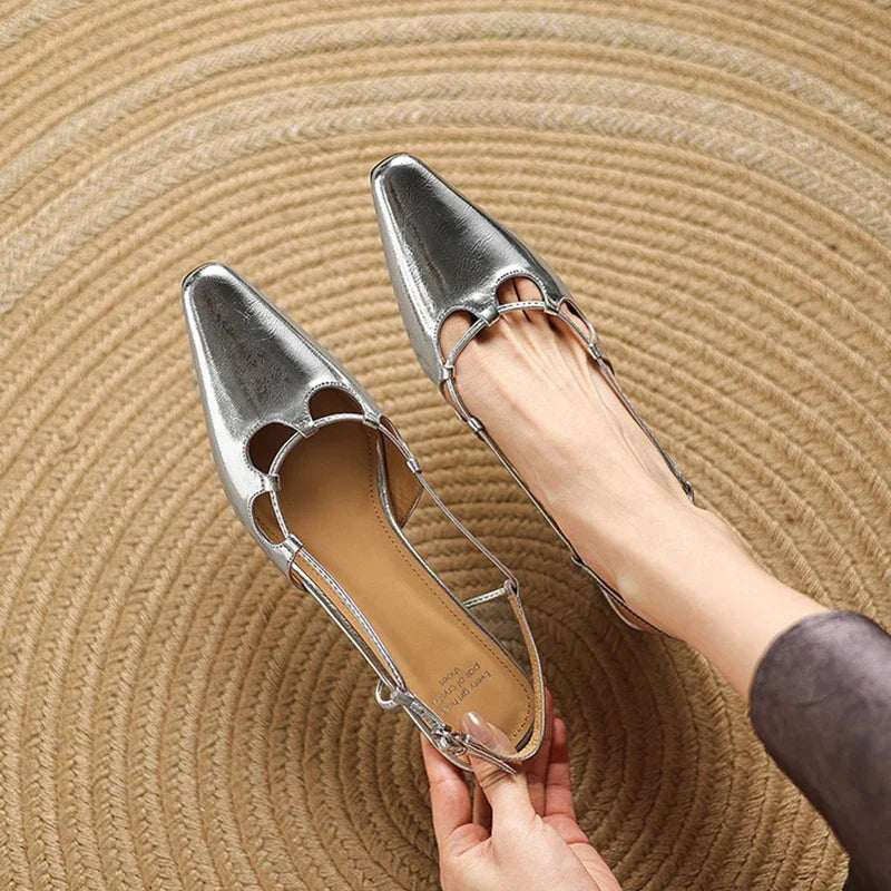 Womens Genuine Leather Slingback Shoes