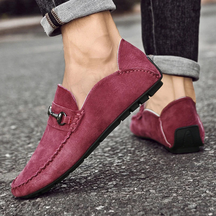 Mens Loafers Genuine Suede Slip-On