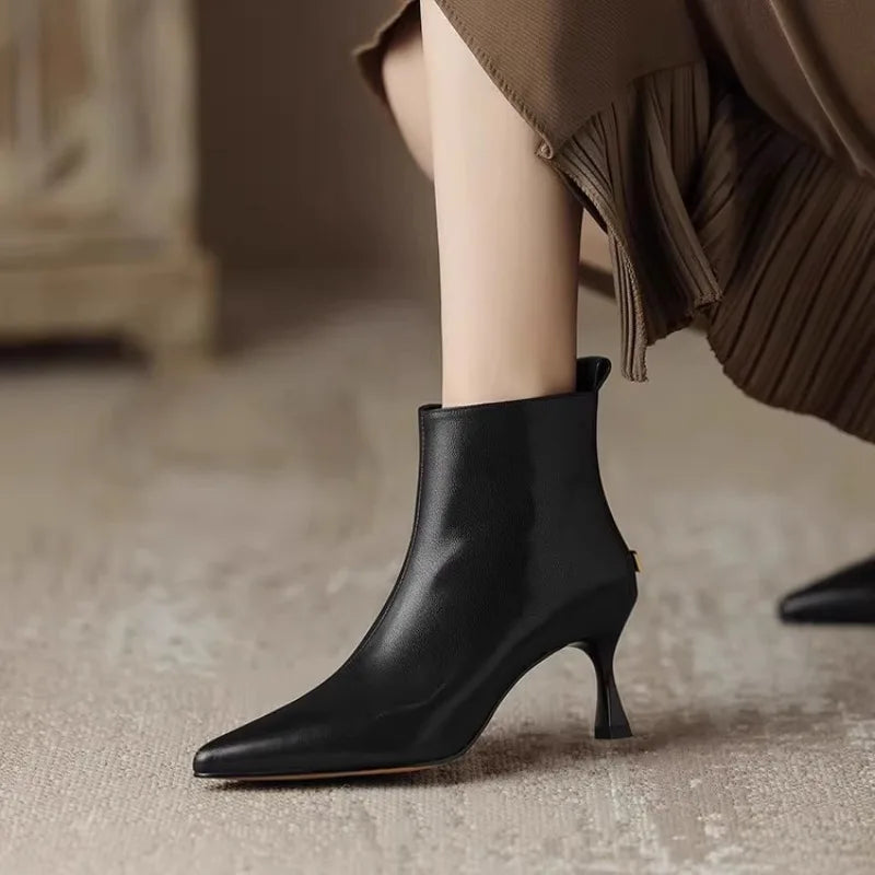 Womens Ankle Boots Suede Pointed Toe - BritishMode