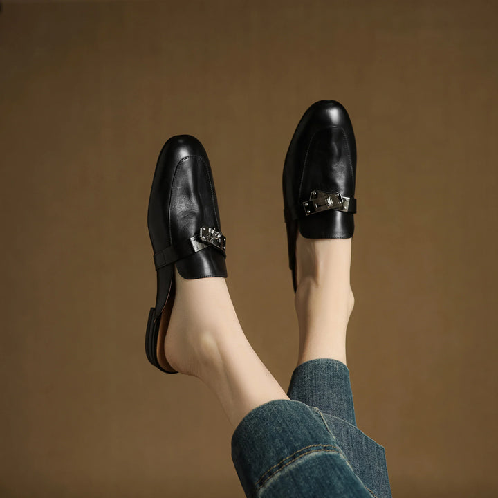 Womens Leather Mules Genuine Leather Slip-On