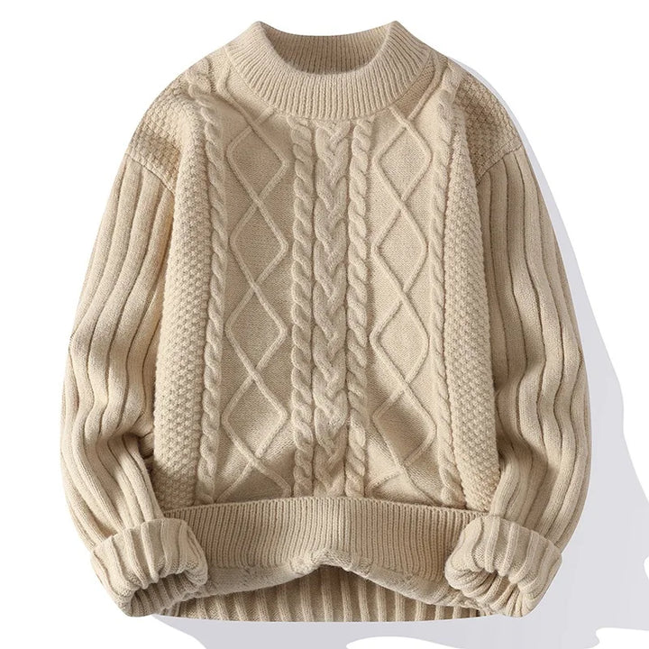 Mens Crew Neck Sweater Classic Pattern Knit