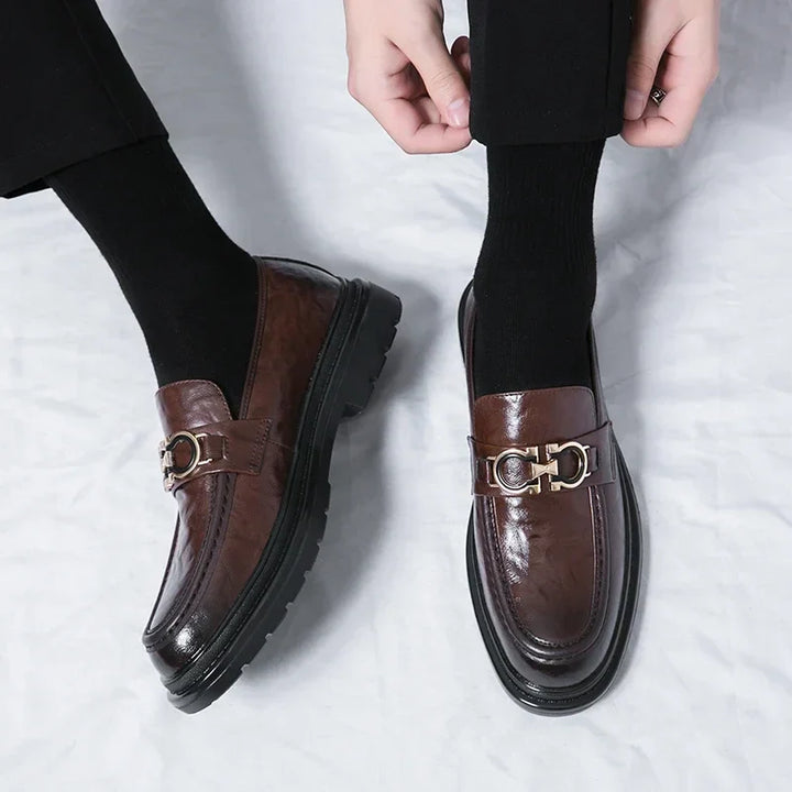 Mens Leather Loafers Slip-On Classic Fit