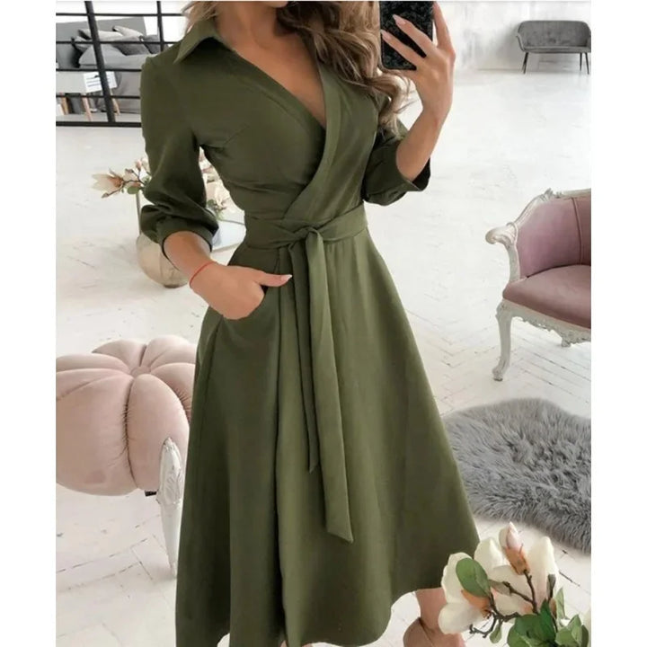 Womens Wrap Dress Long Sleeve Elegant Style