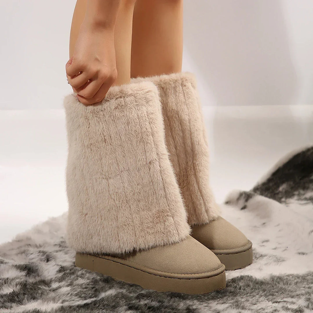 Womens Fur Boots Slip-On Style