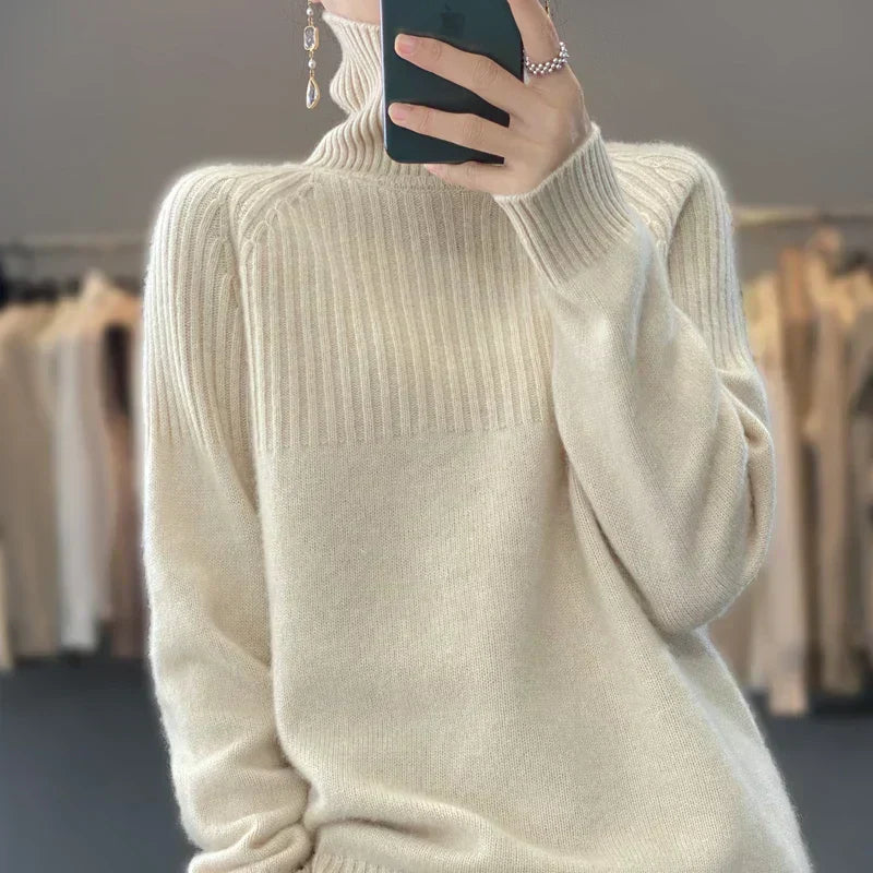 Womens Wool Crew Neck Sweater Soft Fit - BritishMode
