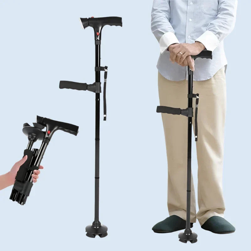 Unisex Folding Walking Cane with Portable LED - BritishMode