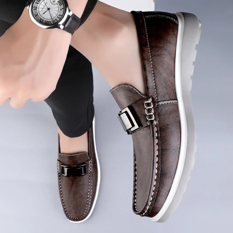 Mens Loafers Genuine Leather Slip-On