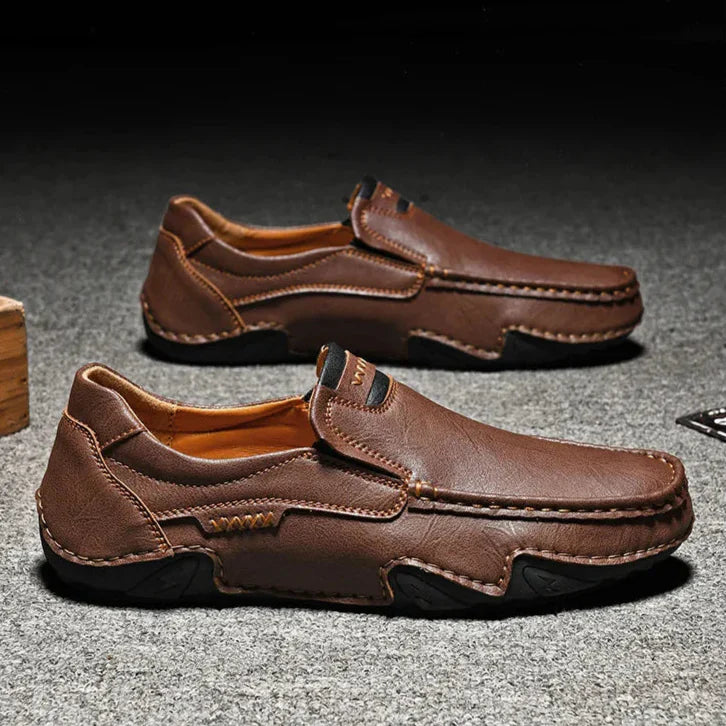 Mens Leather Loafers Slip-On Classic Fit