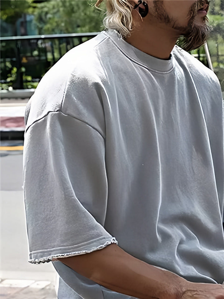 Mens Sports Set Cotton Loose Fit T-Shirt and Shorts