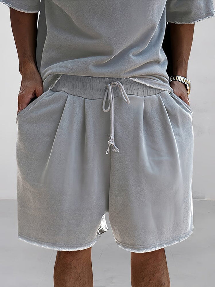 Mens Sports Set Cotton Loose Fit T-Shirt and Shorts