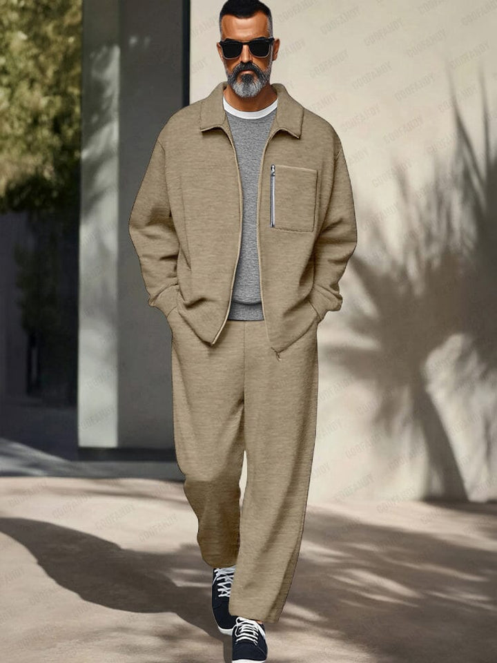 Mens Tracksuit Zip Jacket Set Athleisure Regular Fit