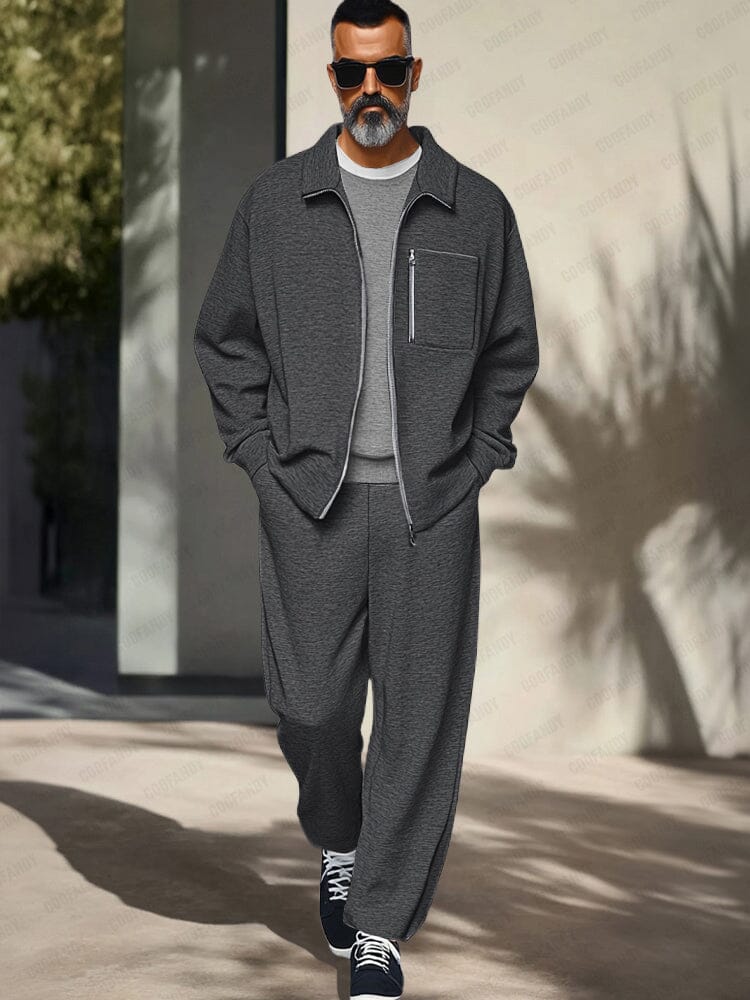 Mens Tracksuit Zip Jacket Set Athleisure Regular Fit