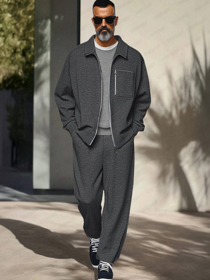 Mens Tracksuit Zip Jacket Set Athleisure Regular Fit