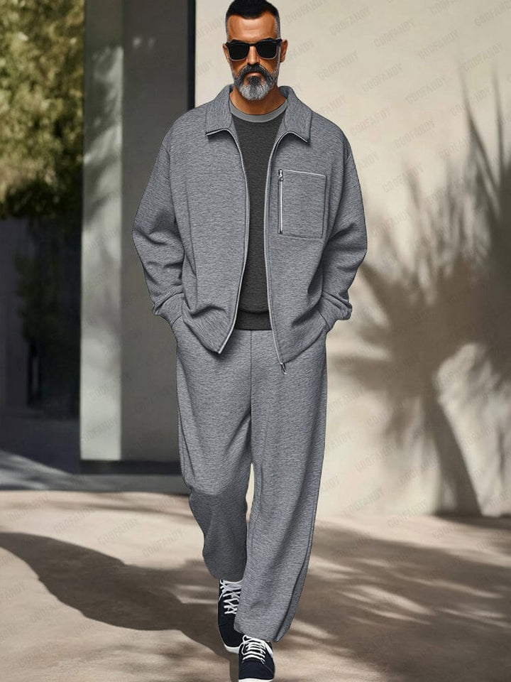 Mens Tracksuit Zip Jacket Set Athleisure Regular Fit - BritishMode