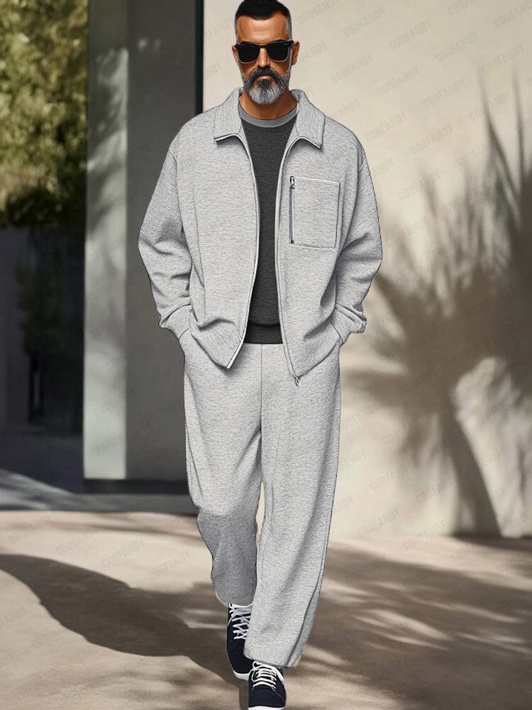 Mens Tracksuit Zip Jacket Set Athleisure Regular Fit