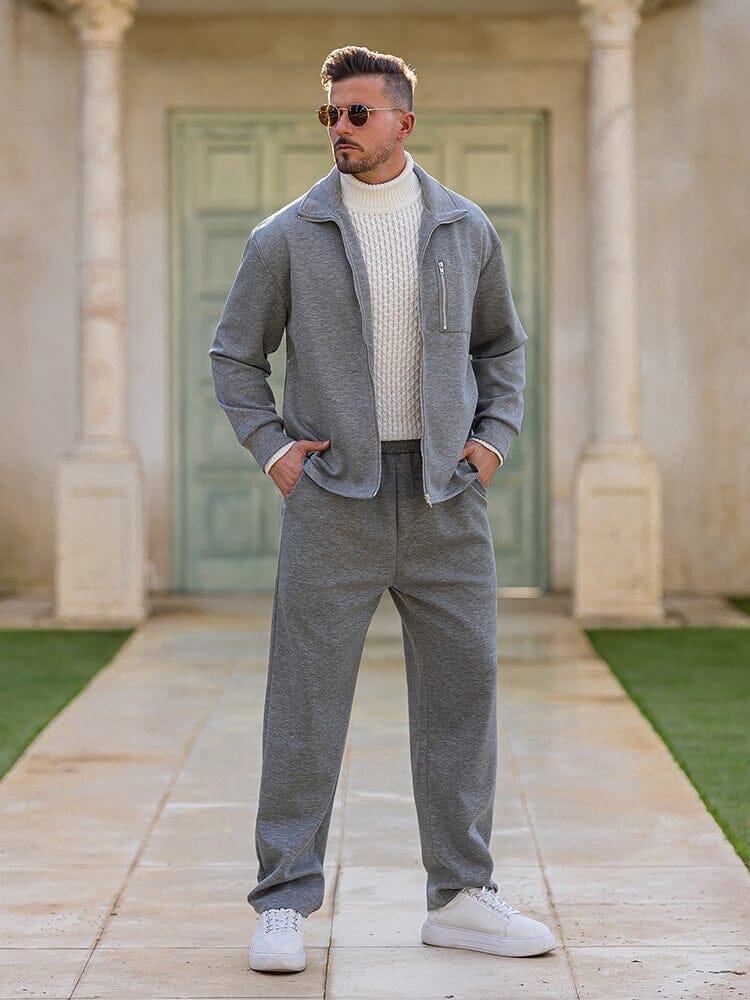Mens Tracksuit Zip Jacket Set Athleisure Regular Fit