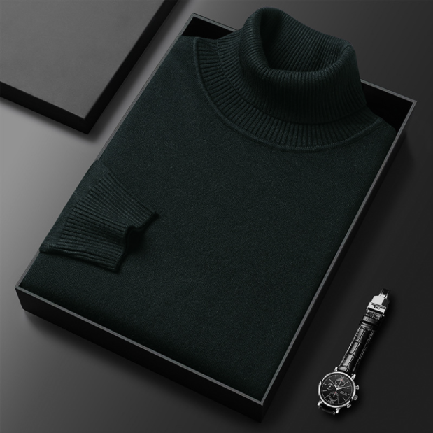 Mens Turtleneck Sweater Cashmere Cotton Blend