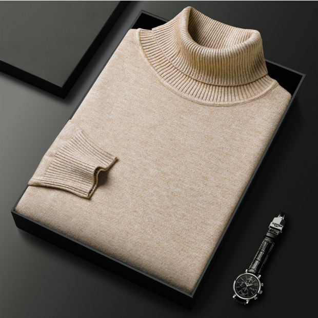 Mens Turtleneck Sweater Cashmere Cotton Blend