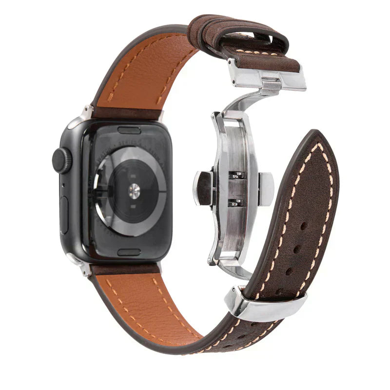 Leather Strap for Apple Watch with Secure Buckle