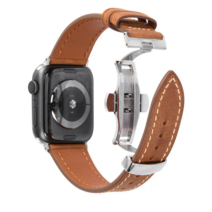 Leather Strap for Apple Watch with Secure Buckle