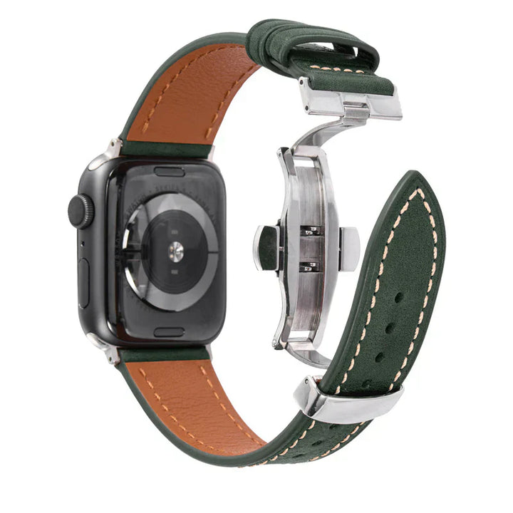 Leather Strap for Apple Watch with Secure Buckle