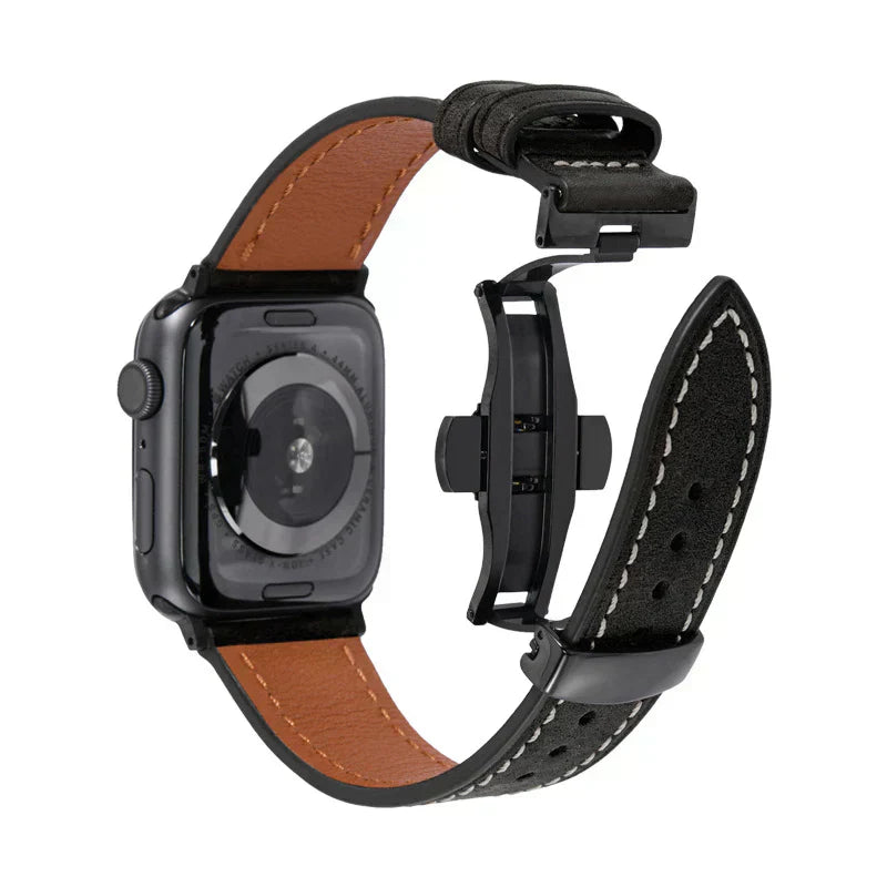 Leather Strap for Apple Watch with Secure Buckle