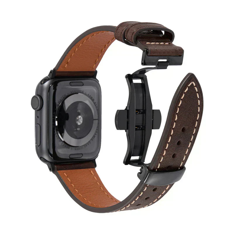 Leather Strap for Apple Watch with Secure Buckle