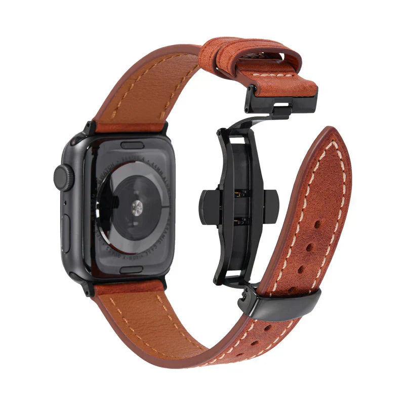 Leather Strap for Apple Watch with Secure Buckle