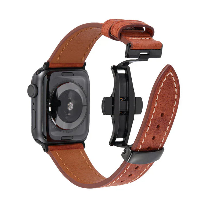 Leather Strap for Apple Watch with Secure Buckle