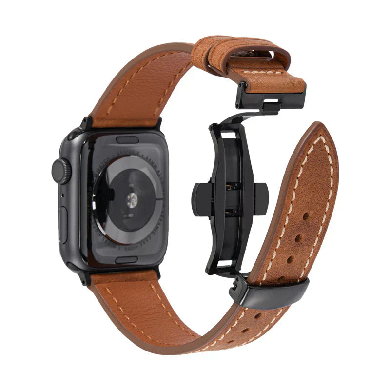 Leather Strap for Apple Watch with Secure Buckle