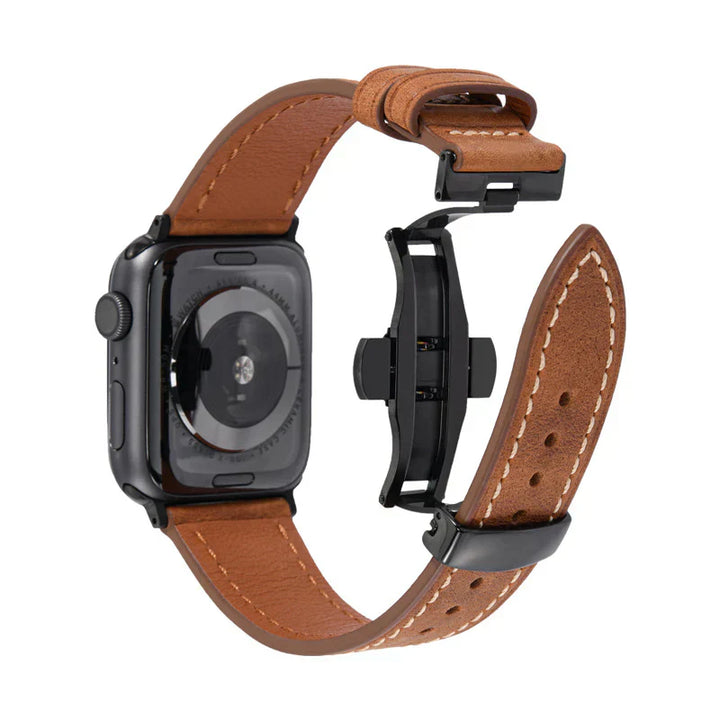Leather Strap for Apple Watch with Secure Buckle