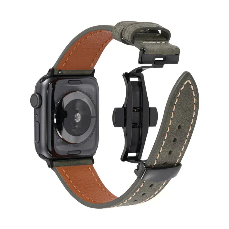 Leather Strap for Apple Watch with Secure Buckle