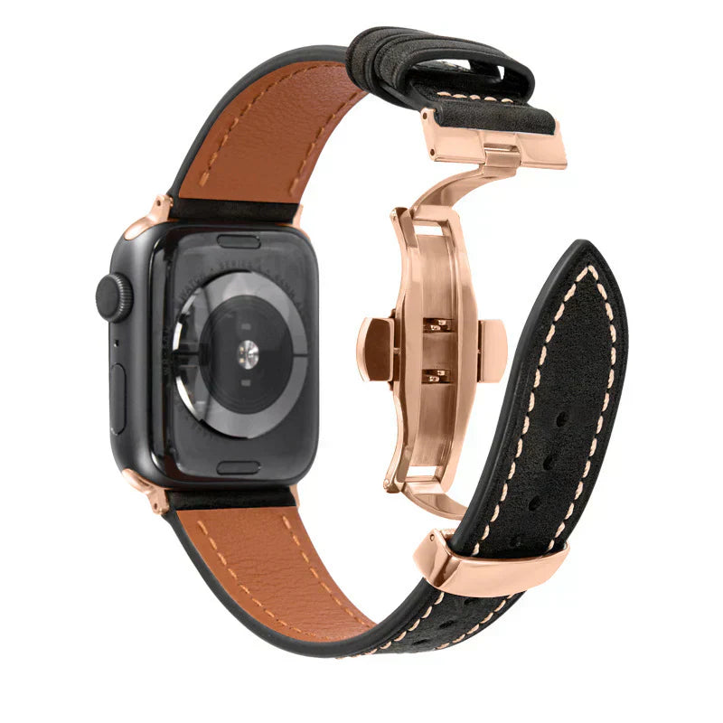 Leather Strap for Apple Watch with Secure Buckle