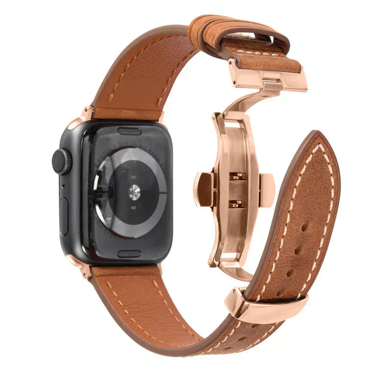 Leather Strap for Apple Watch with Secure Buckle