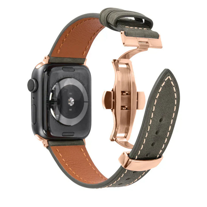 Leather Strap for Apple Watch with Secure Buckle