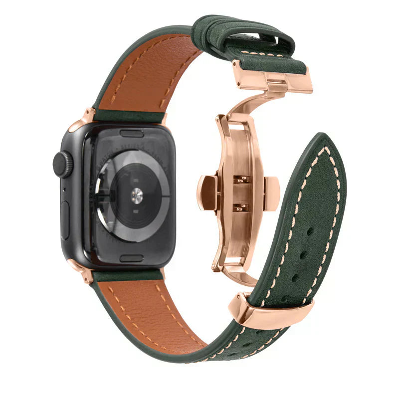Leather Strap for Apple Watch with Secure Buckle