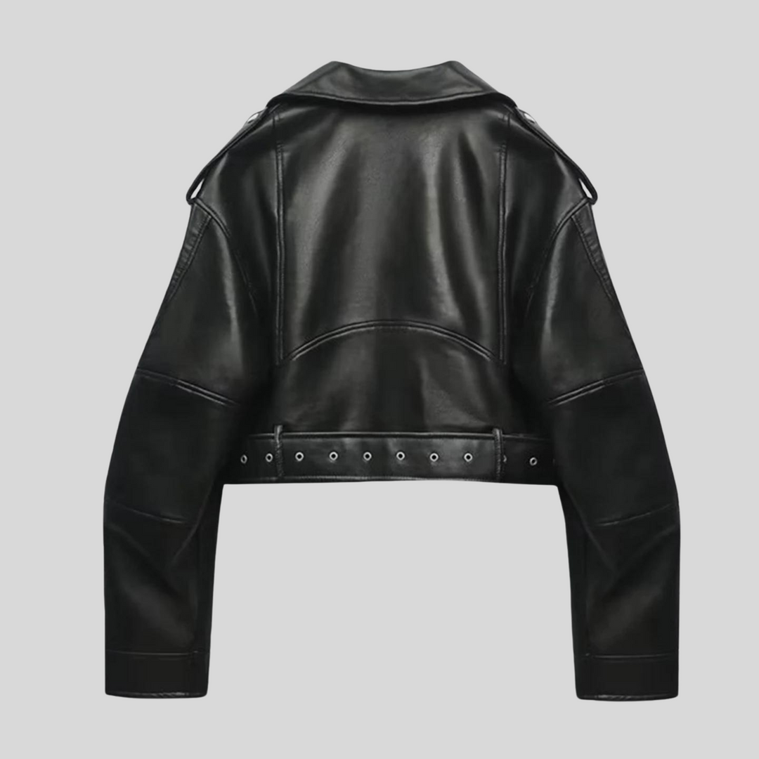 Womens PU Leather Jacket Stylish Elegant Fit - BritishMode