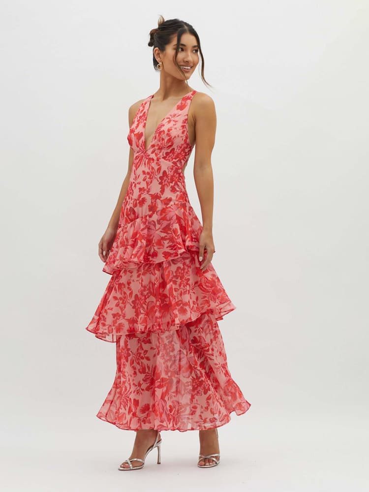 Womens Maxi Dress Floral Lightweight Elegant Fit