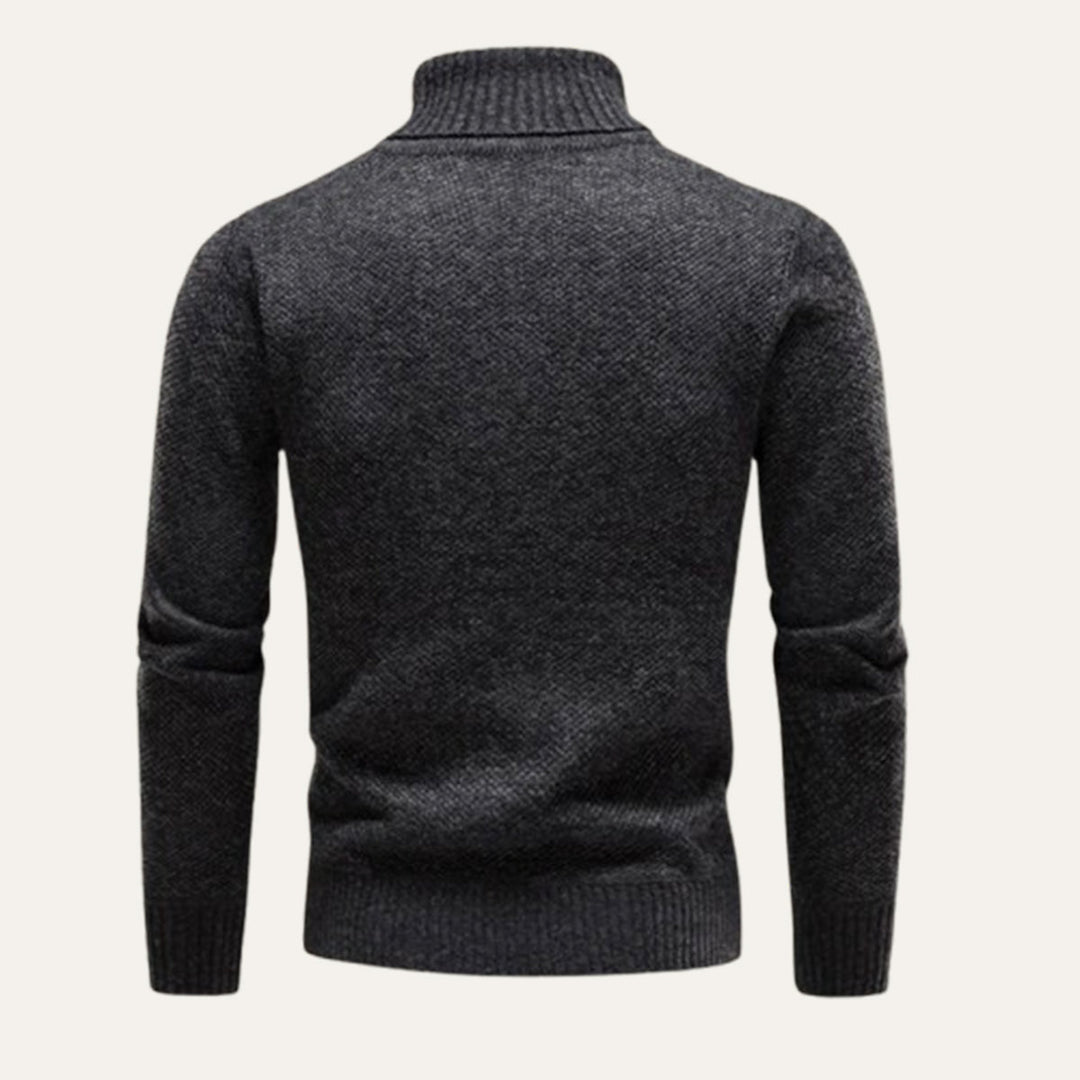Mens Merino Wool Turtleneck Sweater Slim Fit